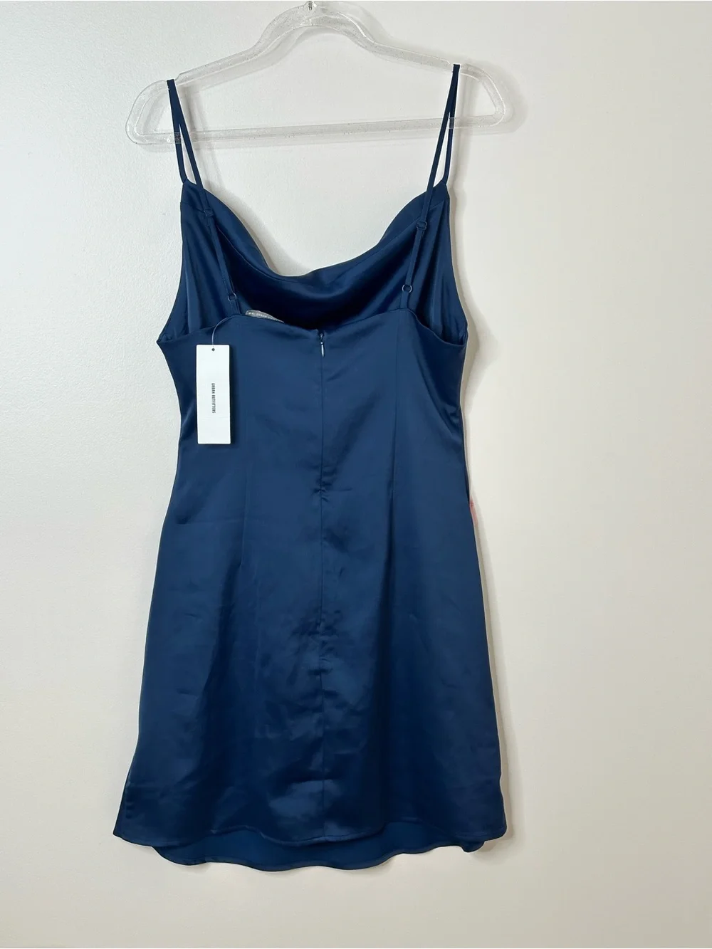 Urban Outfitters Navy Satin Cowl Neck Mini Slip Dress NWT Size M - Picture 3 of 3